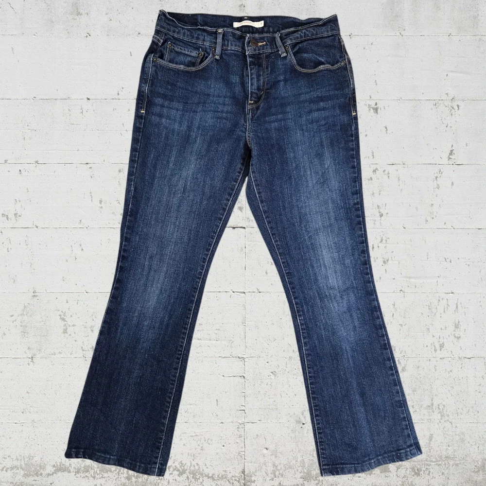 Levi's 515 Dark Wash Mid Rise Classic Western Bootcut Flare Denim Jeans Size 8